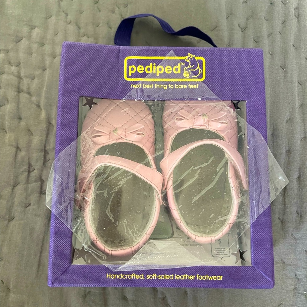 IOB Pediped baby toddler infant shoes handmade leather 6-12 month soft sole pink